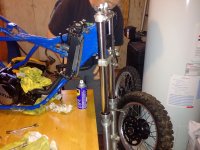 Assembly of the the 1984 RM-250 front end